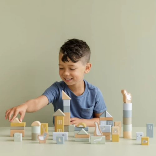 Little Dutch Building Blocks In Bucket - Blue - LD7019 4 Little Dutch Building Blocks In Bucket - Blue - LD7019 - Image 2