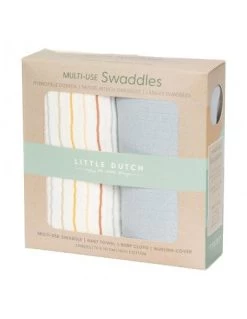 Little Dutch Swaddles 70 X 70 Sunny Stripes/Pure Soft Blue 7 Little Dutch Swaddles 70 X 70 Sunny Stripes/Pure Soft Blue -Little World Shop muselinas vintage sunny puro azul